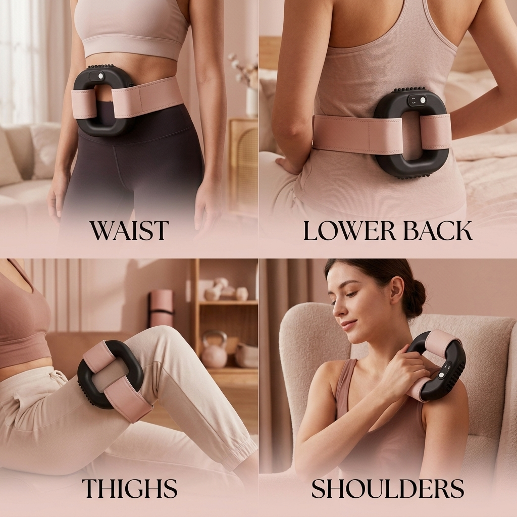Waist, lower back, thighs, shoulders