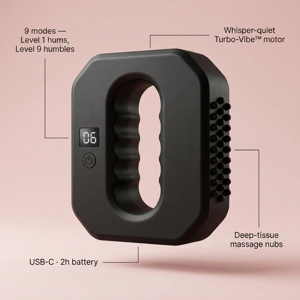 9 modes, whisper-quiet, deep-tissue nubs, USB-C