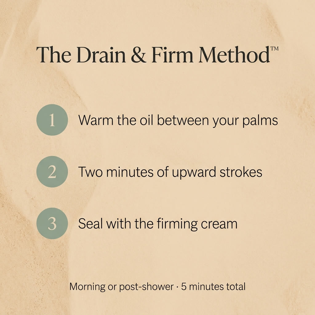 The Drain & Firm Method — 3 steps, 5 minutes